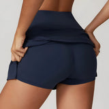 High-waist athletic skort with built-in shorts