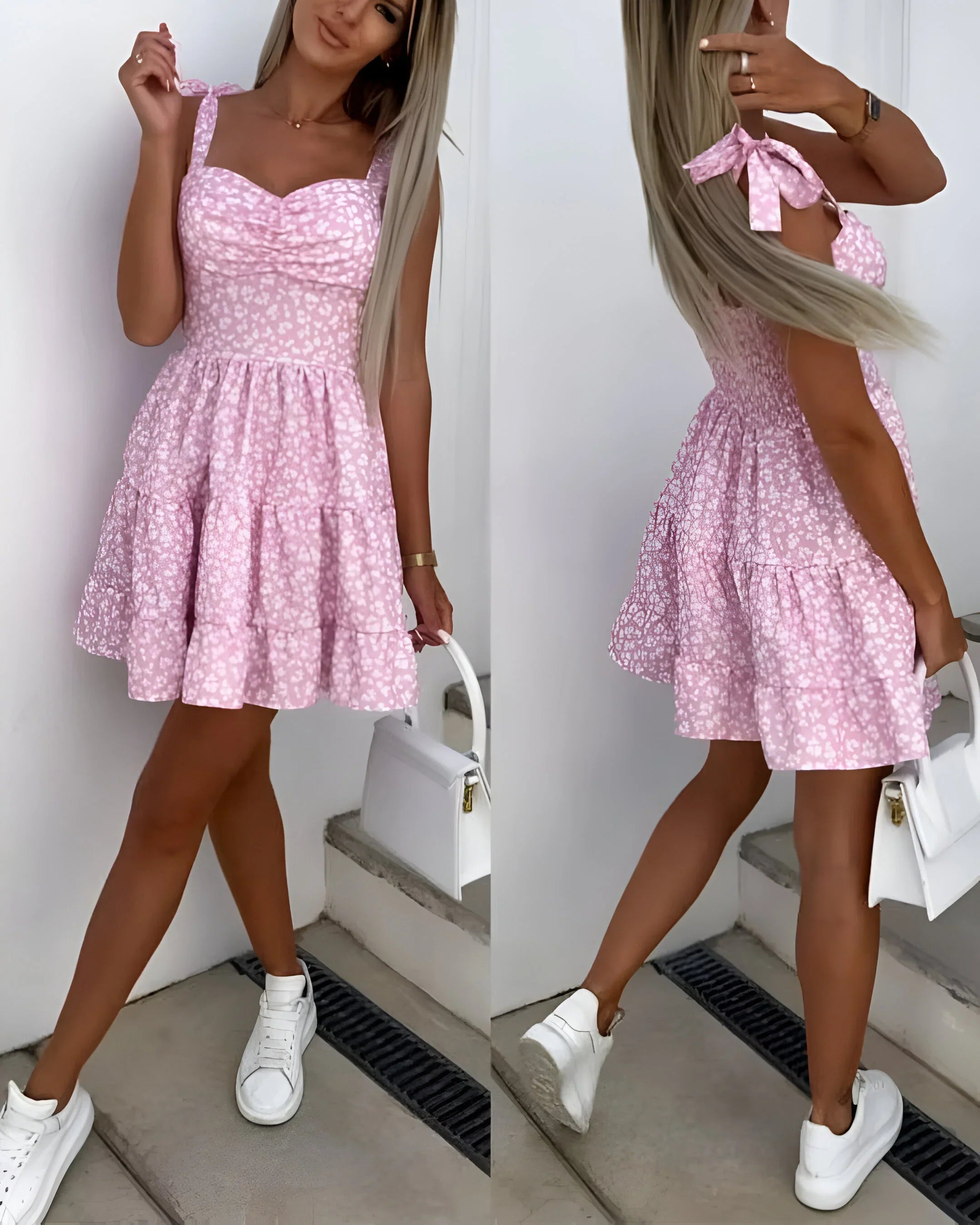 Printed Waist Fold-Up Dress