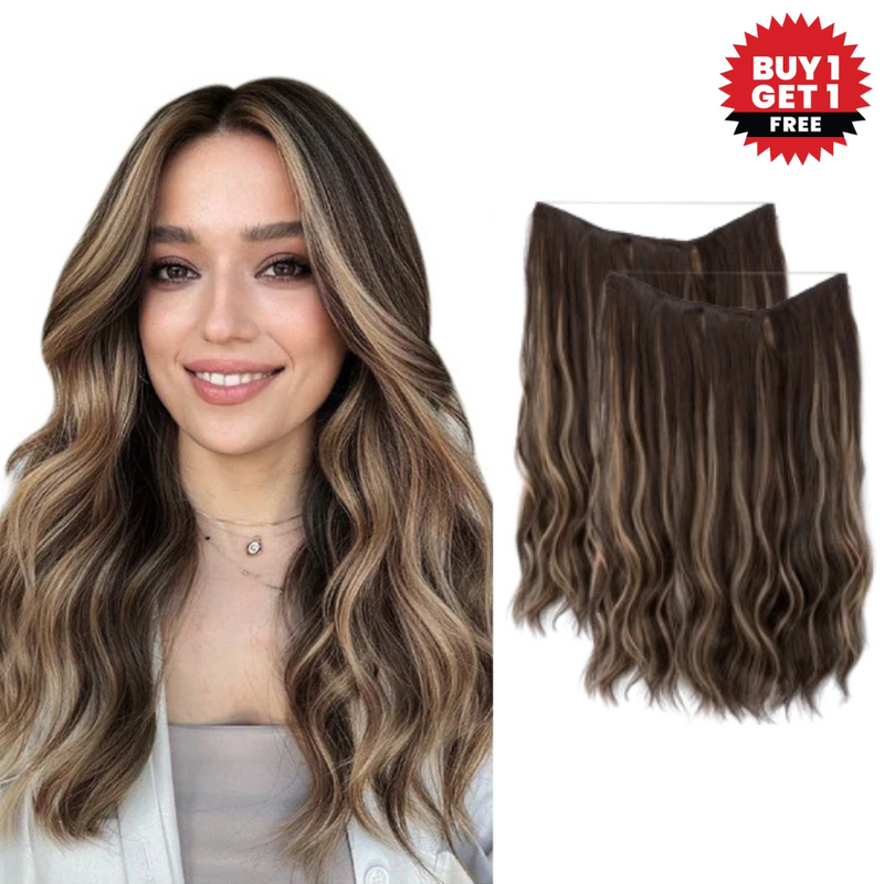【LAST DAY SALE】Invisible Halo Hair Extensions - Strong and indestructible (Buy 1 Get 1 Free)