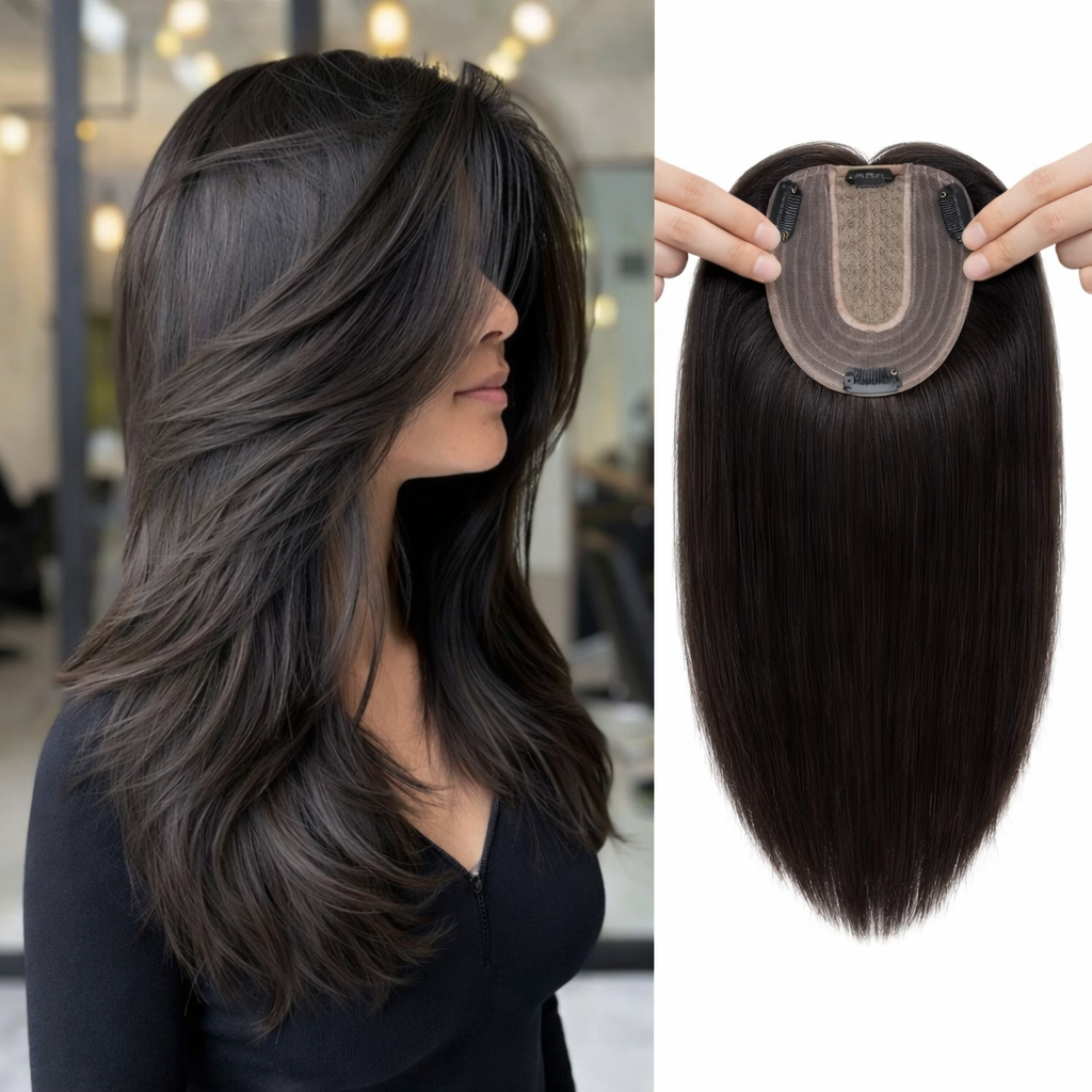 Silk-Top Human Hair Topper | Seamless Blend - Thin Hair Solution