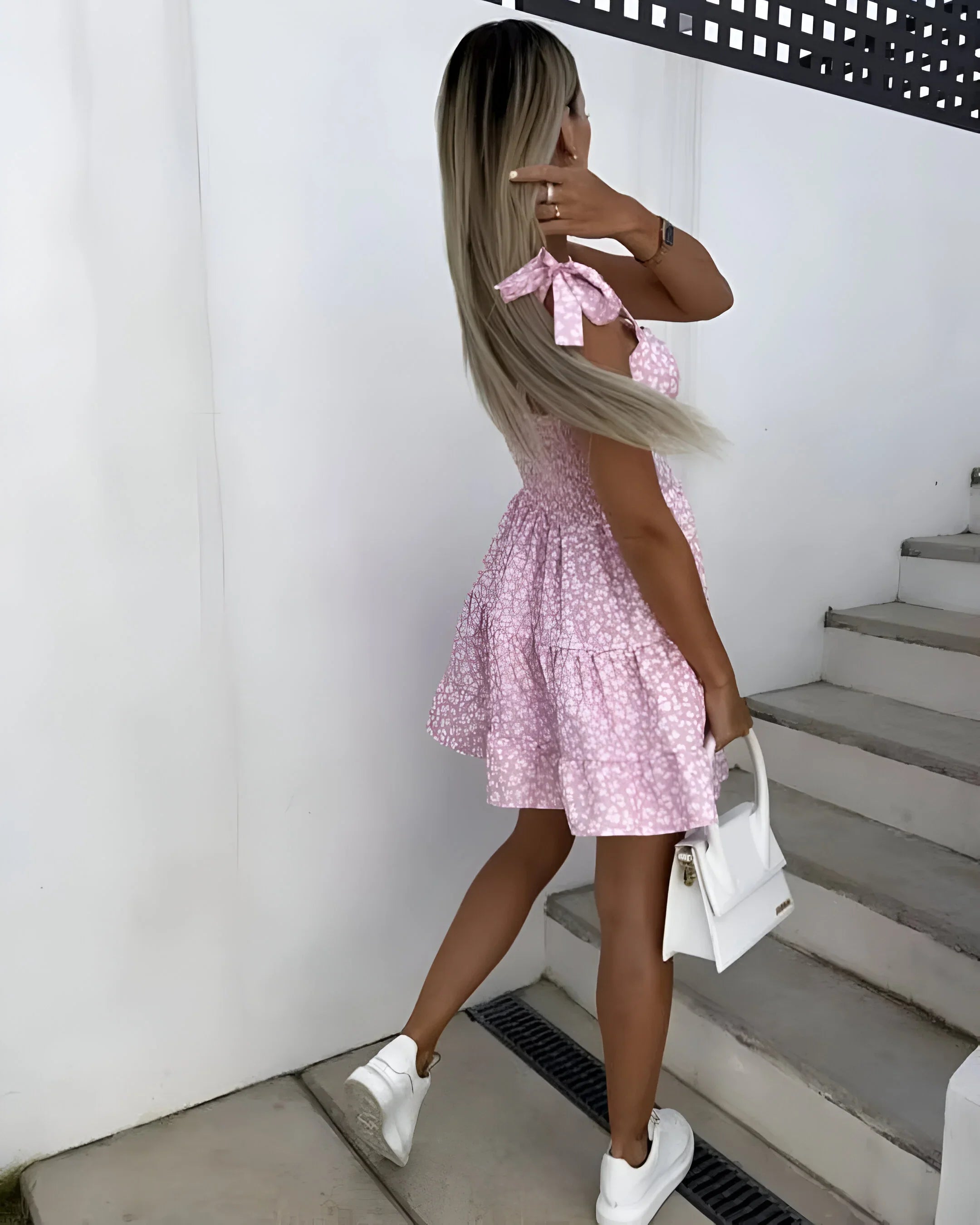 Printed Waist Fold-Up Dress