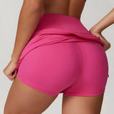 High-waist athletic skort with built-in shorts