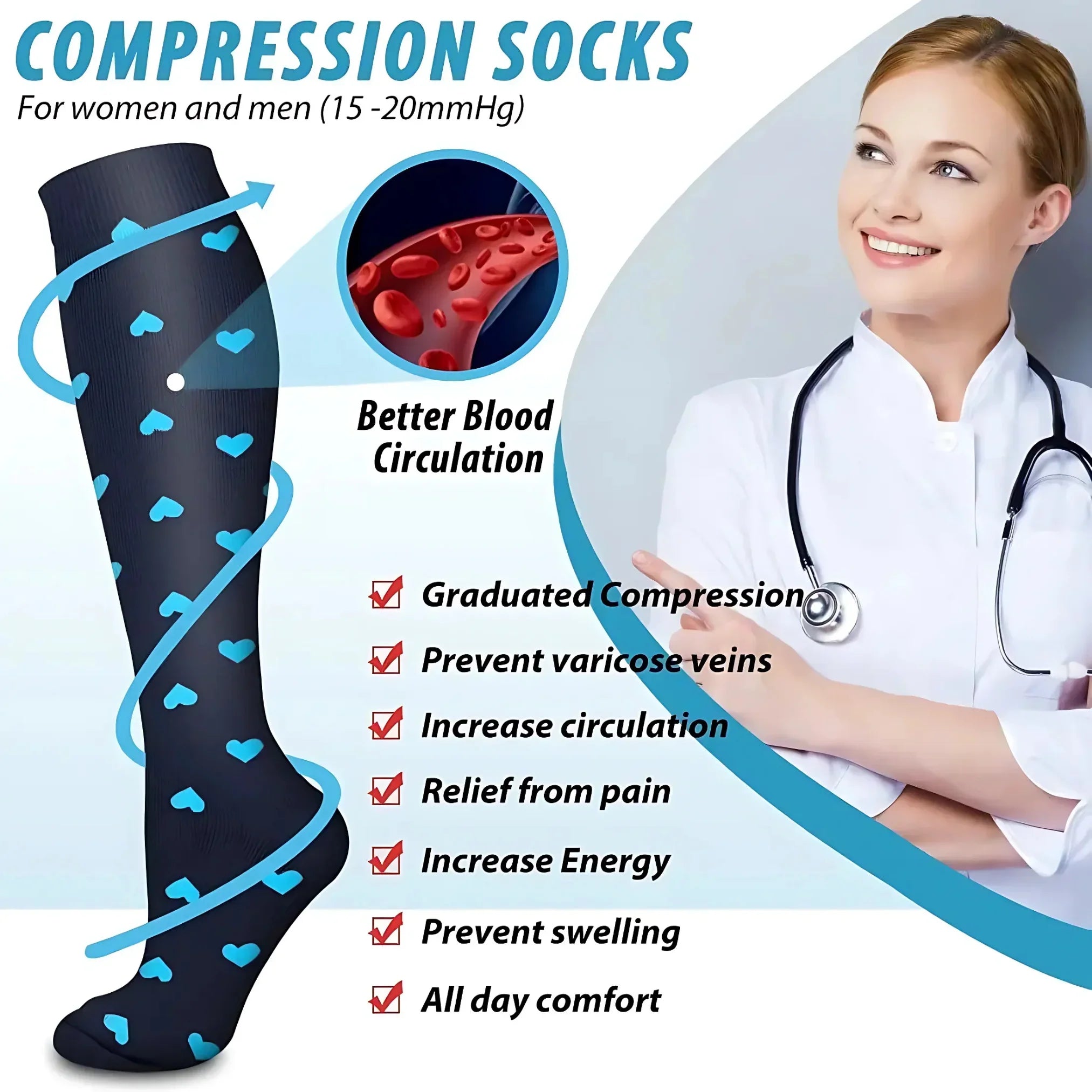 6-Pair Compression Socks for Daily Comfort