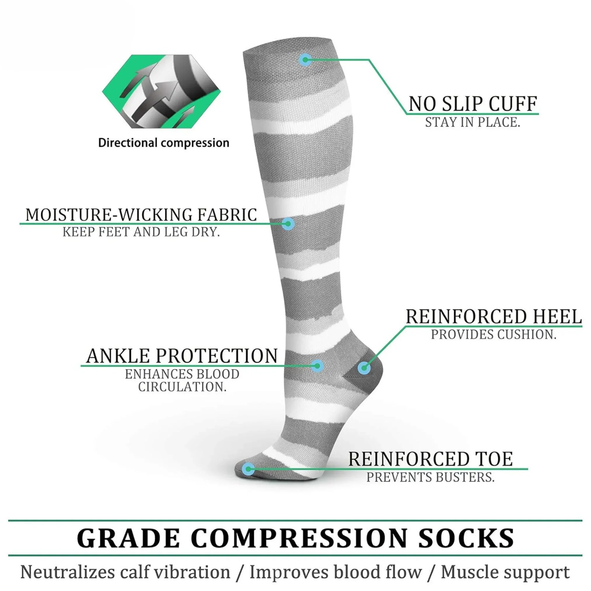 6-Pair Compression Socks for Daily Comfort