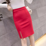 High-waist slim fit slit skirt