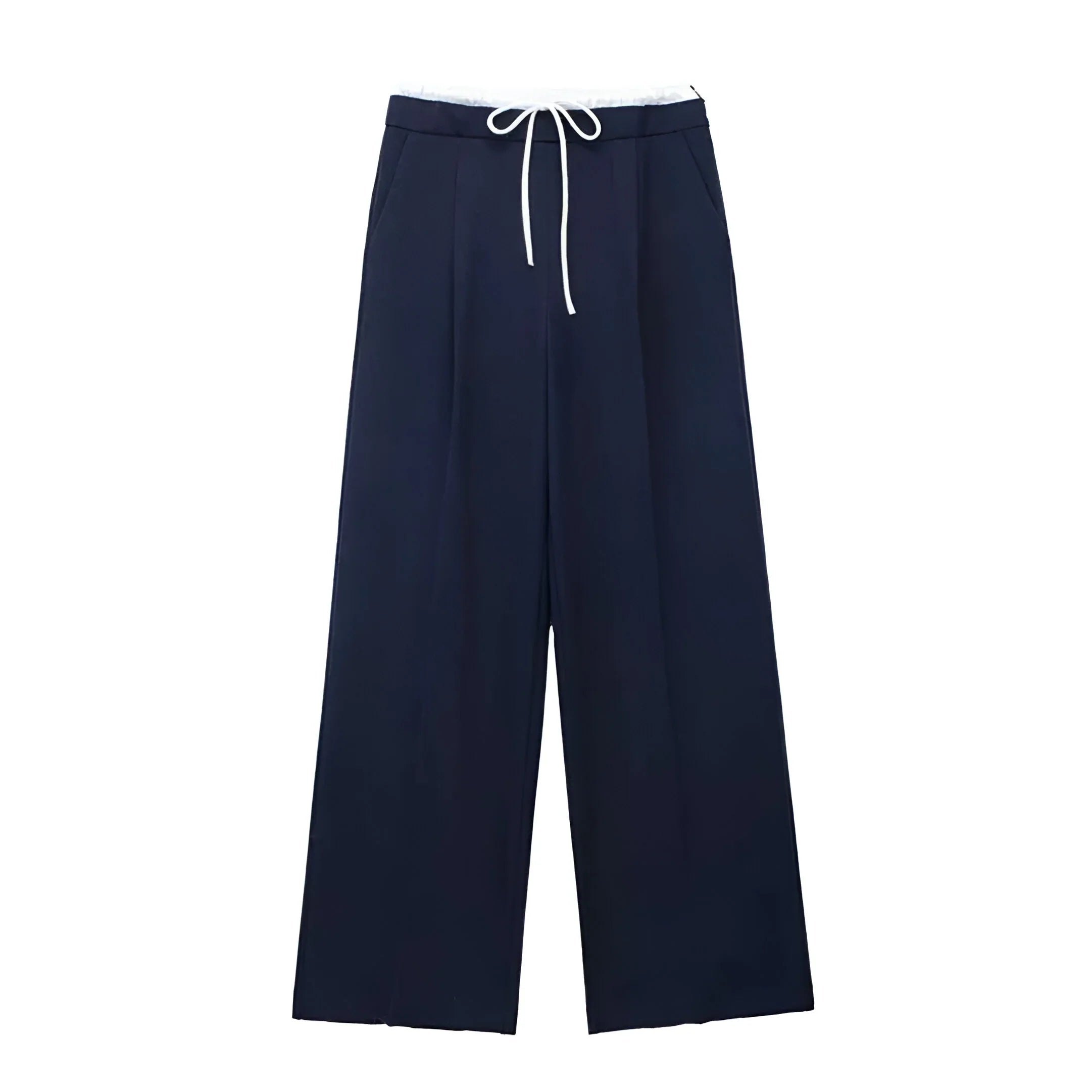 Women's High-Waisted Lace-Up Straight Pants
