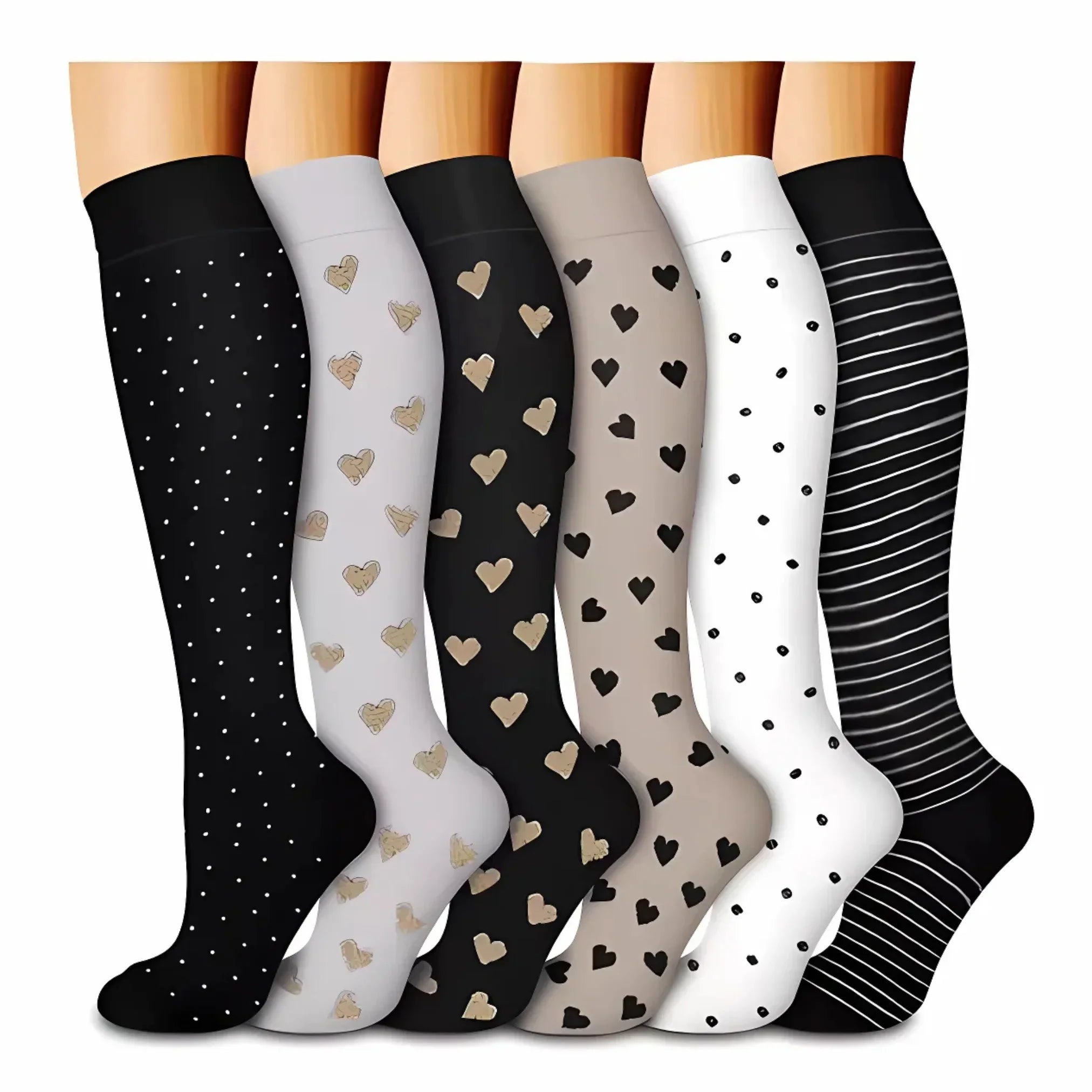 6-Pair Compression Socks for Daily Comfort