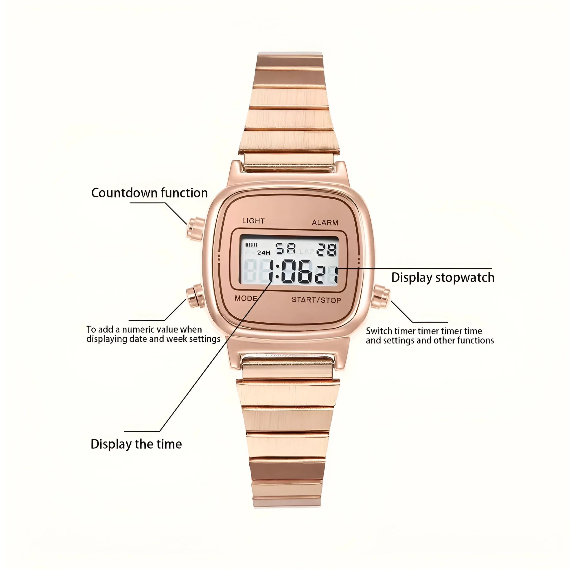Digital Stainless Steel Watch for Women