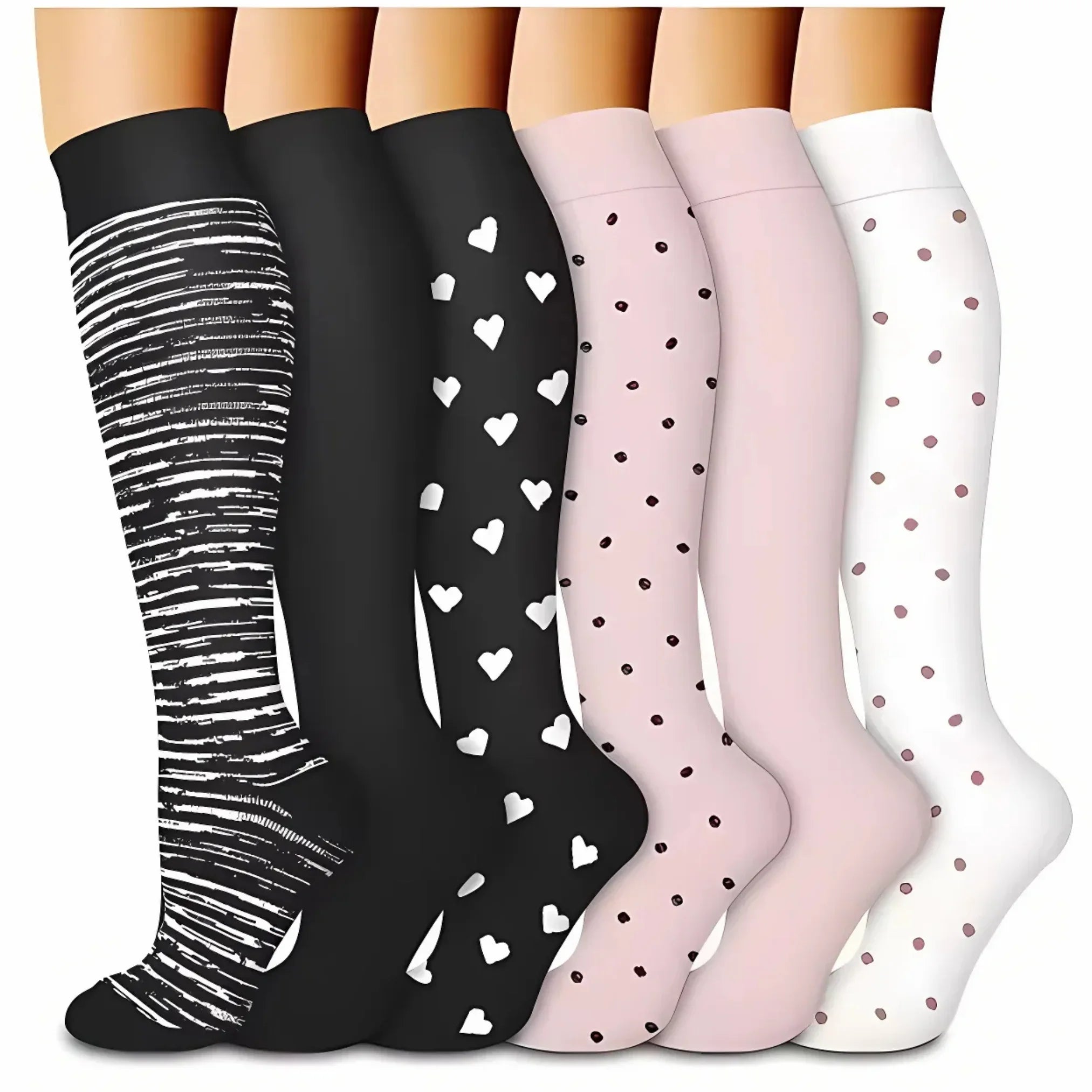 6-Pair Compression Socks for Daily Comfort