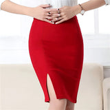High-waist slim fit slit skirt