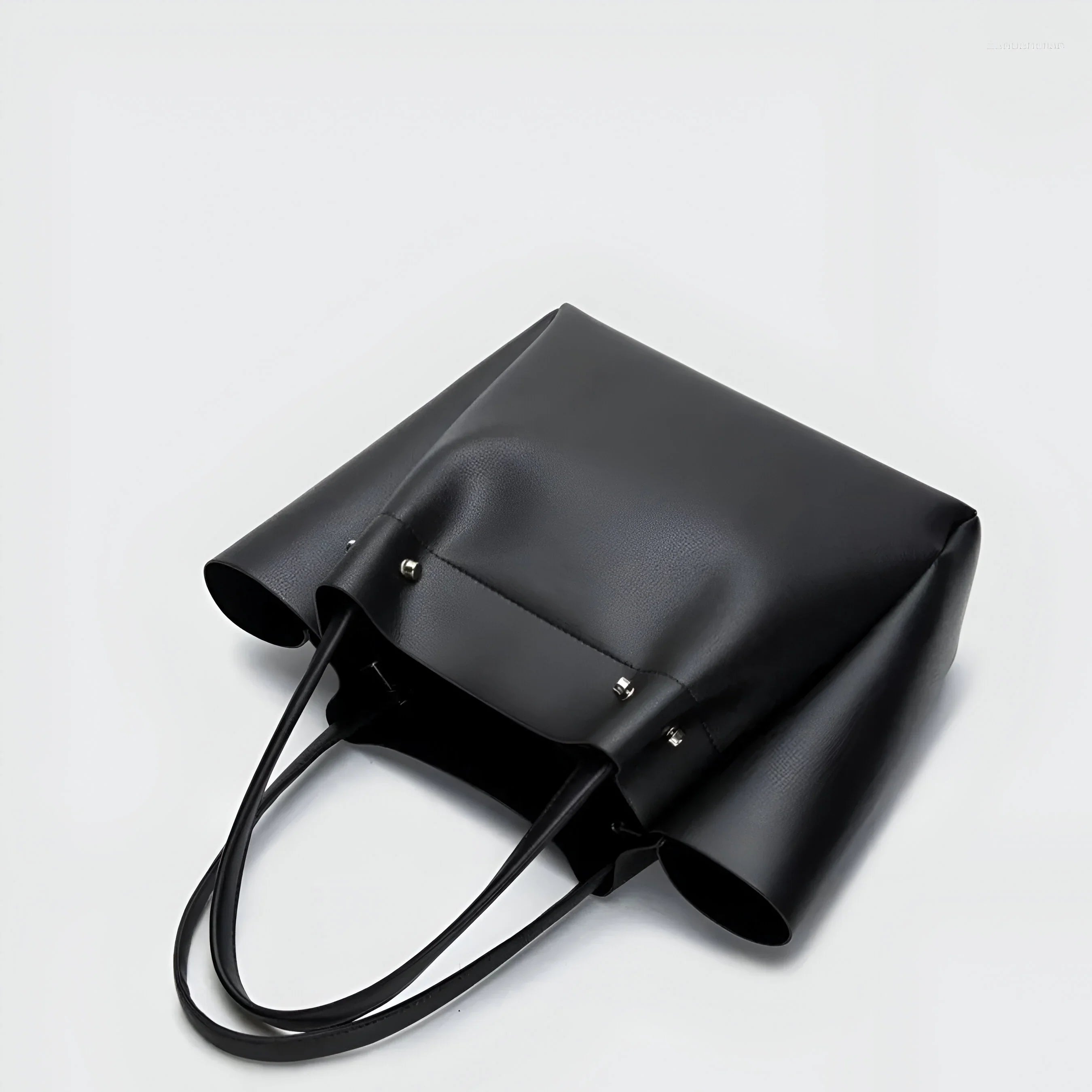 Split Leather Tote Bag with Zipper Closure