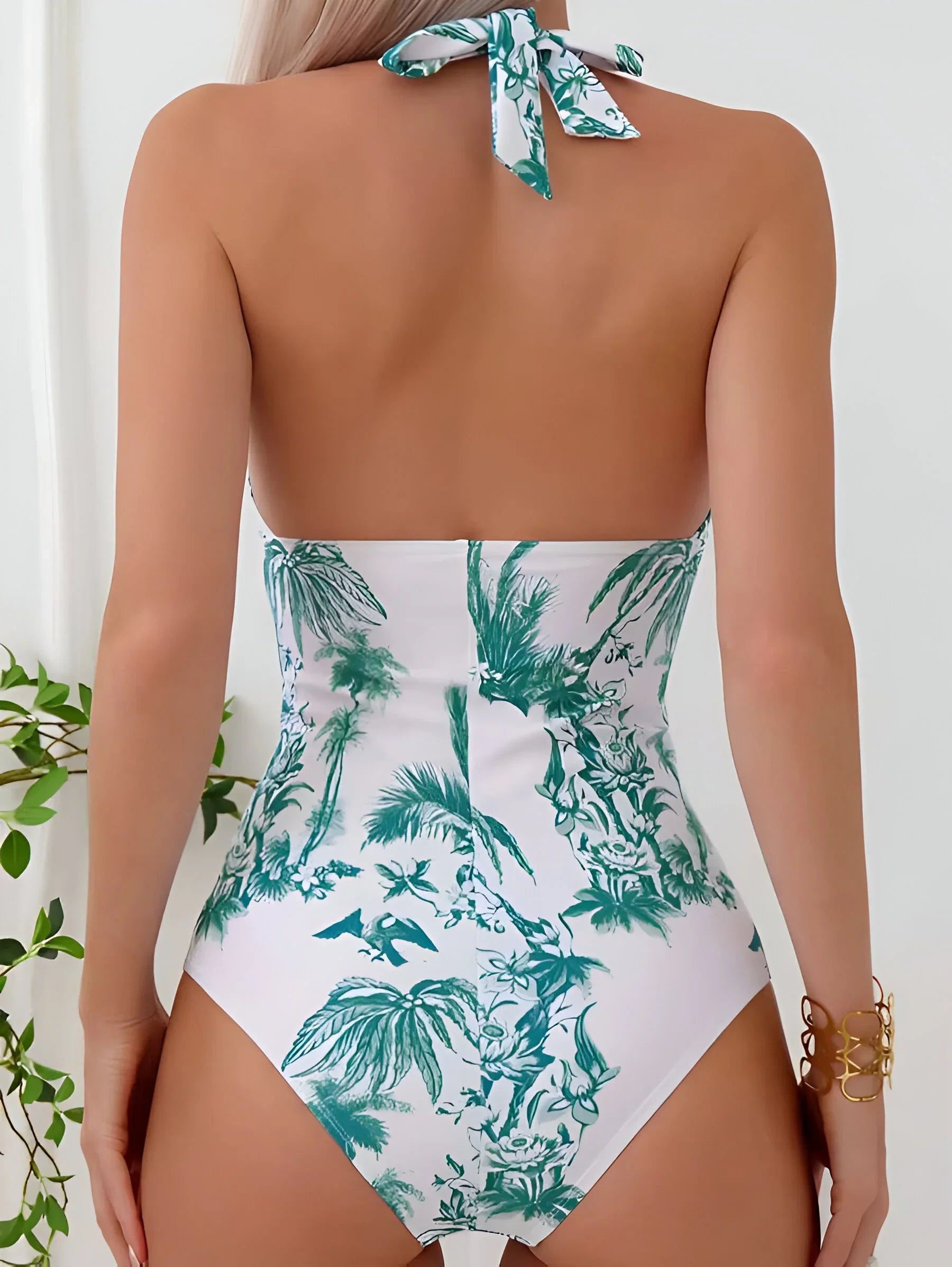 Ruffle Halter One-Piece Swimsuit