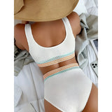High-Waist Bikini Set with Crochet Details