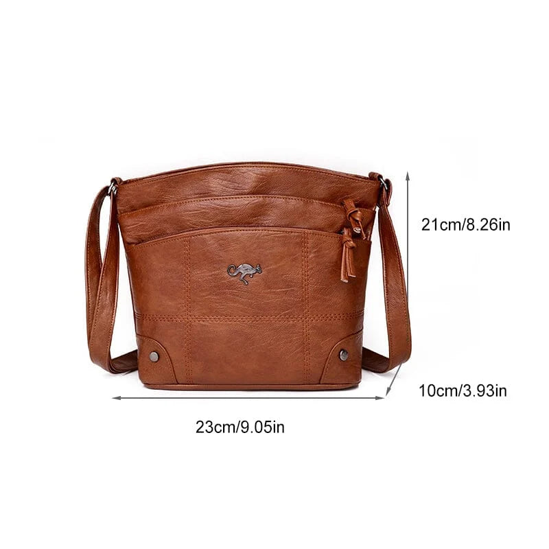 Multifunctional leather crossbody bag with large capacity