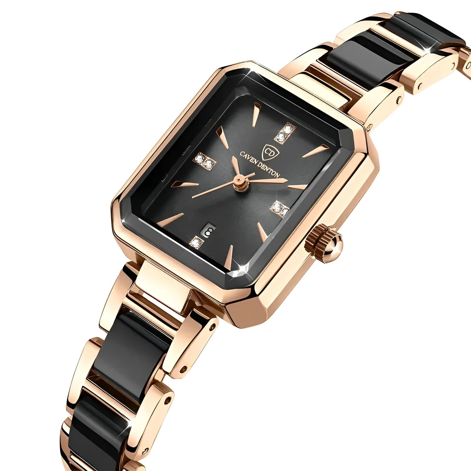 Women's Diamond-Encrusted Square Quartz Watch