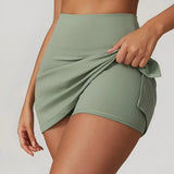 High-waist athletic skort with built-in shorts