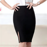 High-waist slim fit slit skirt