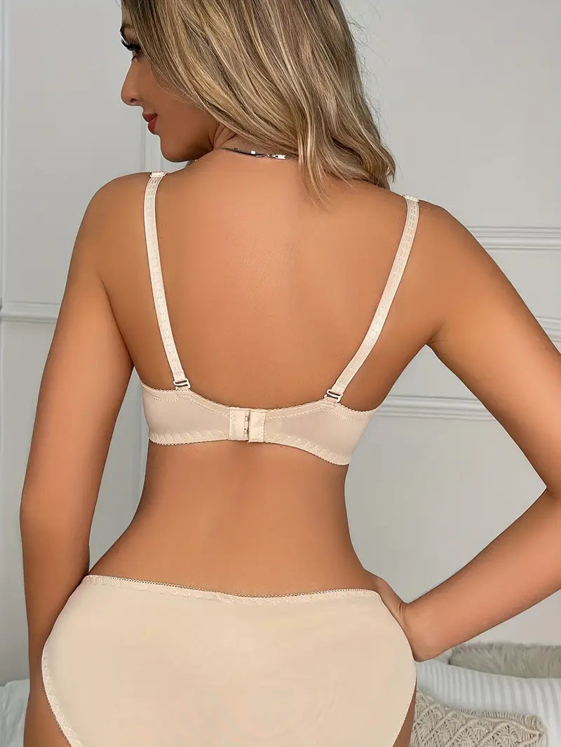 Full Lace Lingerie Set – Elegant Bow Detail Bra & Panties