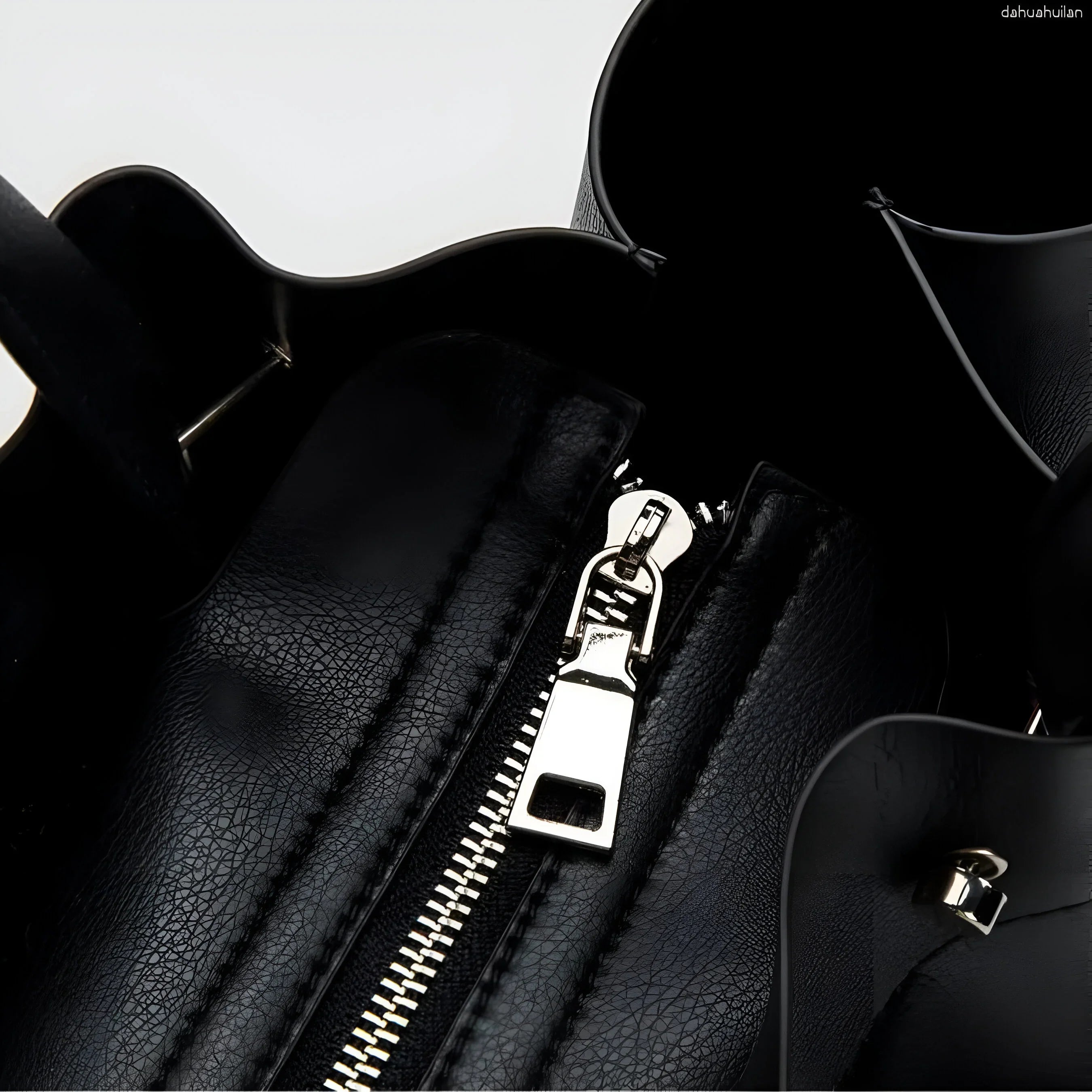 Split Leather Tote Bag with Zipper Closure