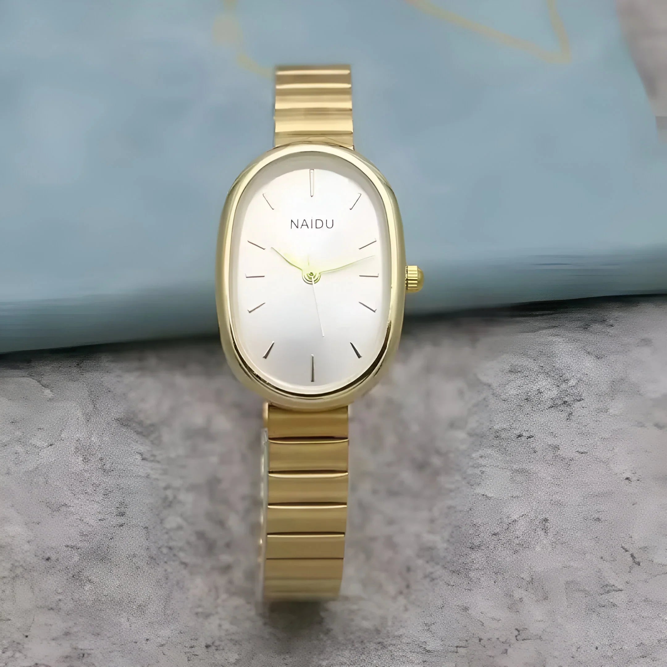 Sleek Oval Quartz Wristwatch