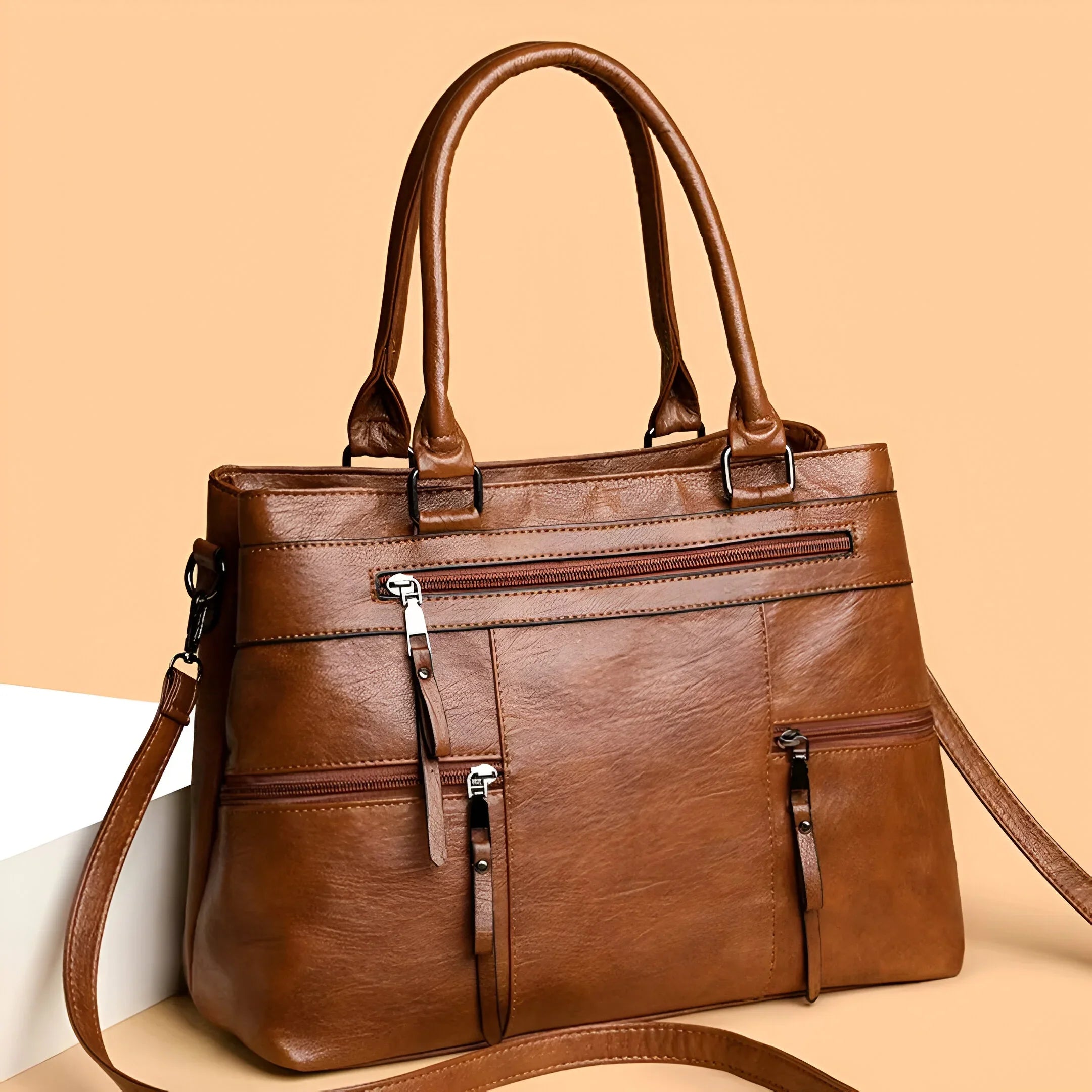 Large Capacity Retro Leather Boston Bag