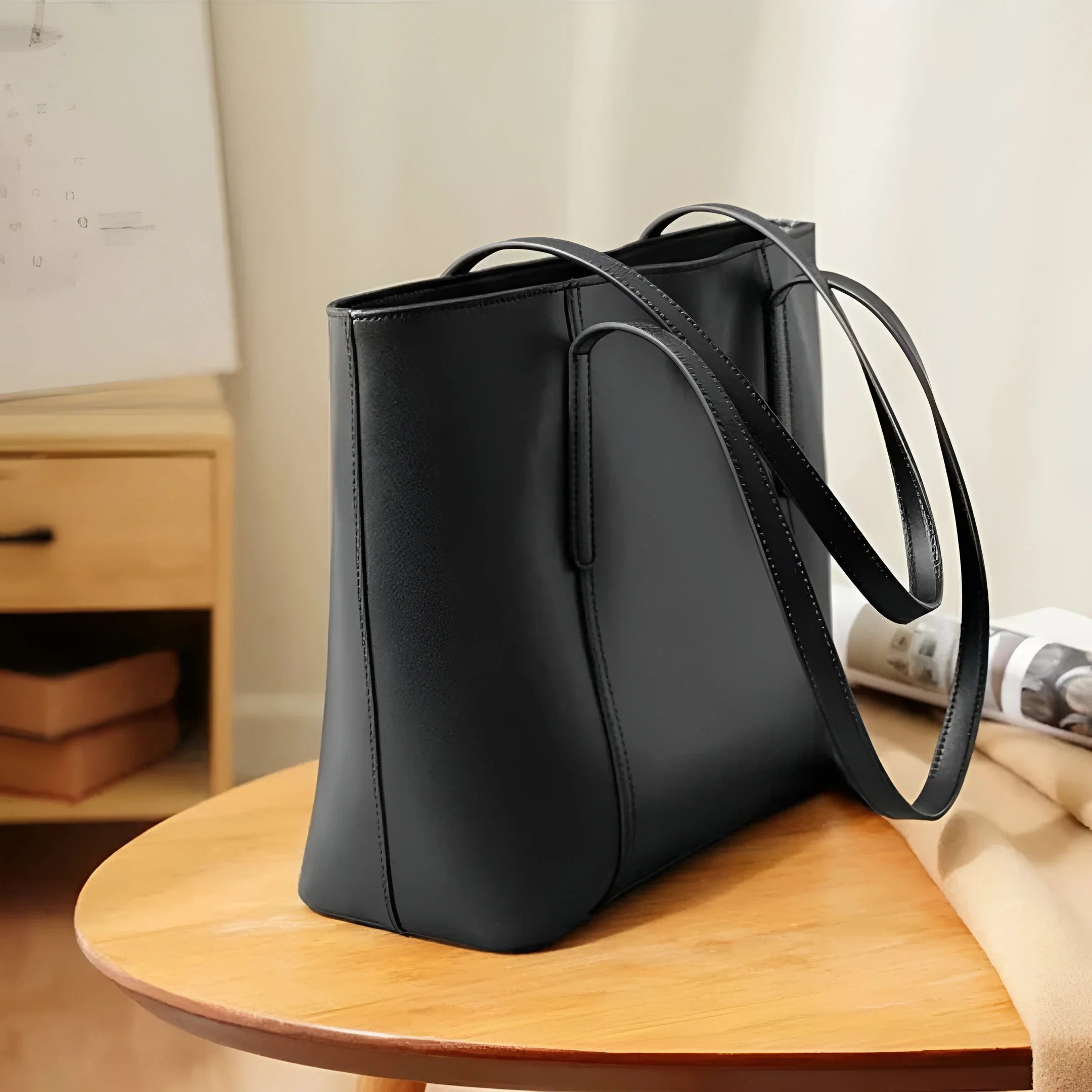Women's Split Leather Commuter Tote Bag