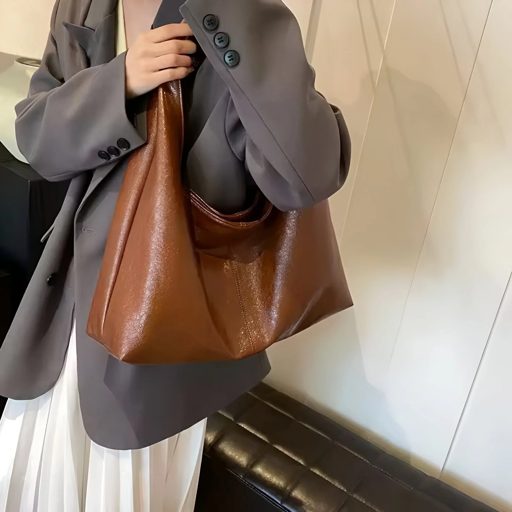 Sculptural Leather Shoulder Bag