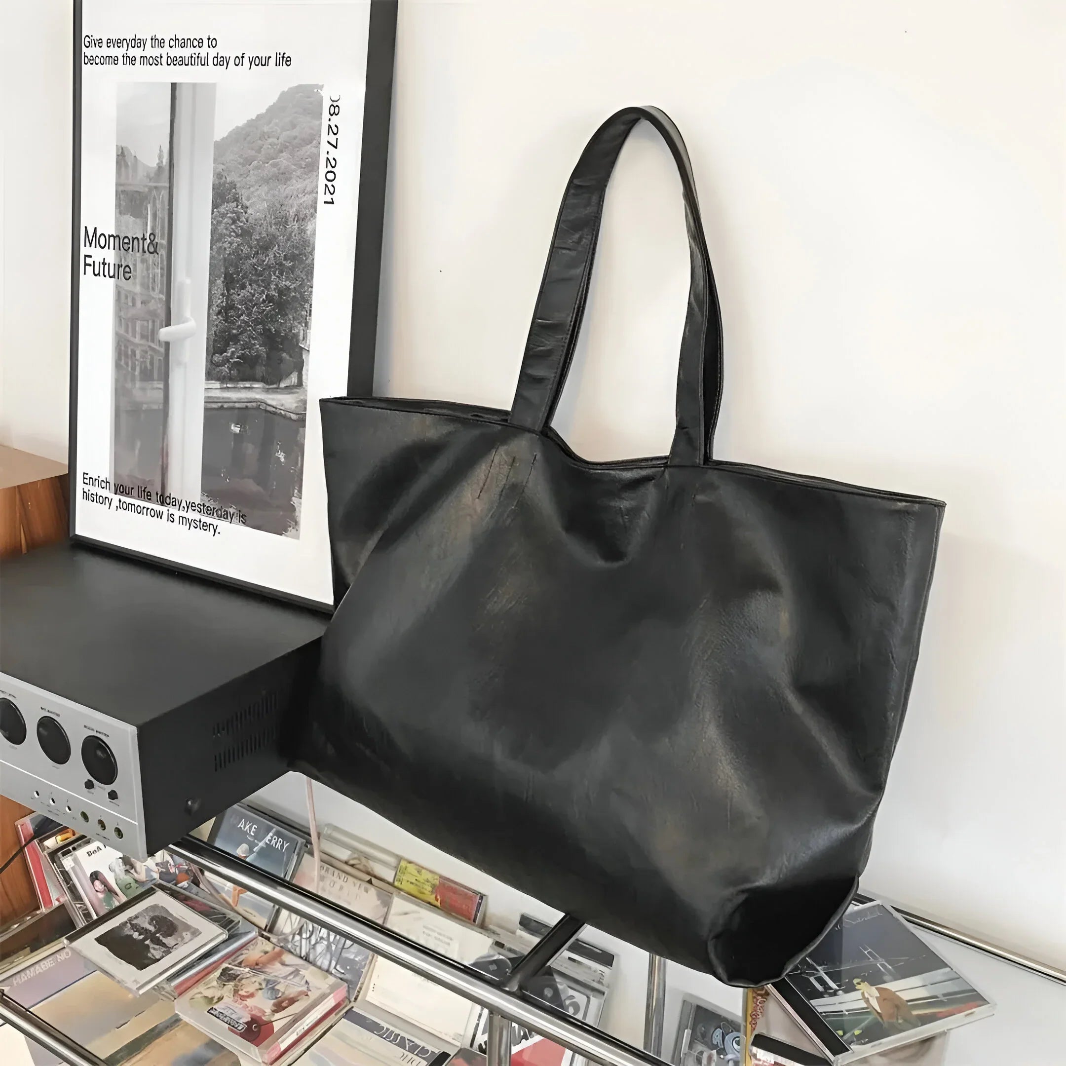 Women's Retro-Style Large Capacity Leather  Tote Bag