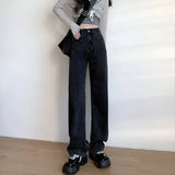 High-waisted loose straight-leg jeans