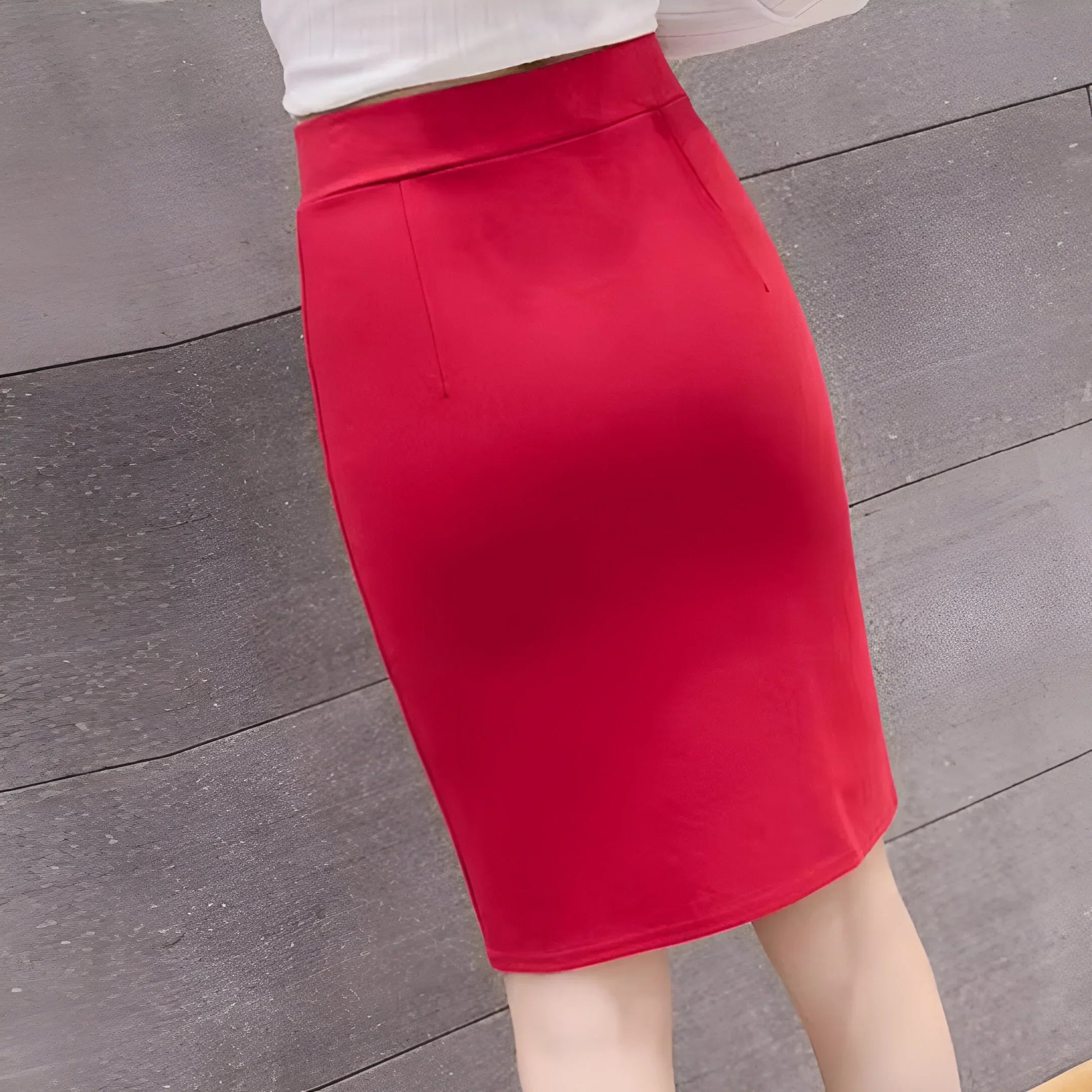 High-waist slim fit slit skirt