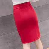 High-waist slim fit slit skirt