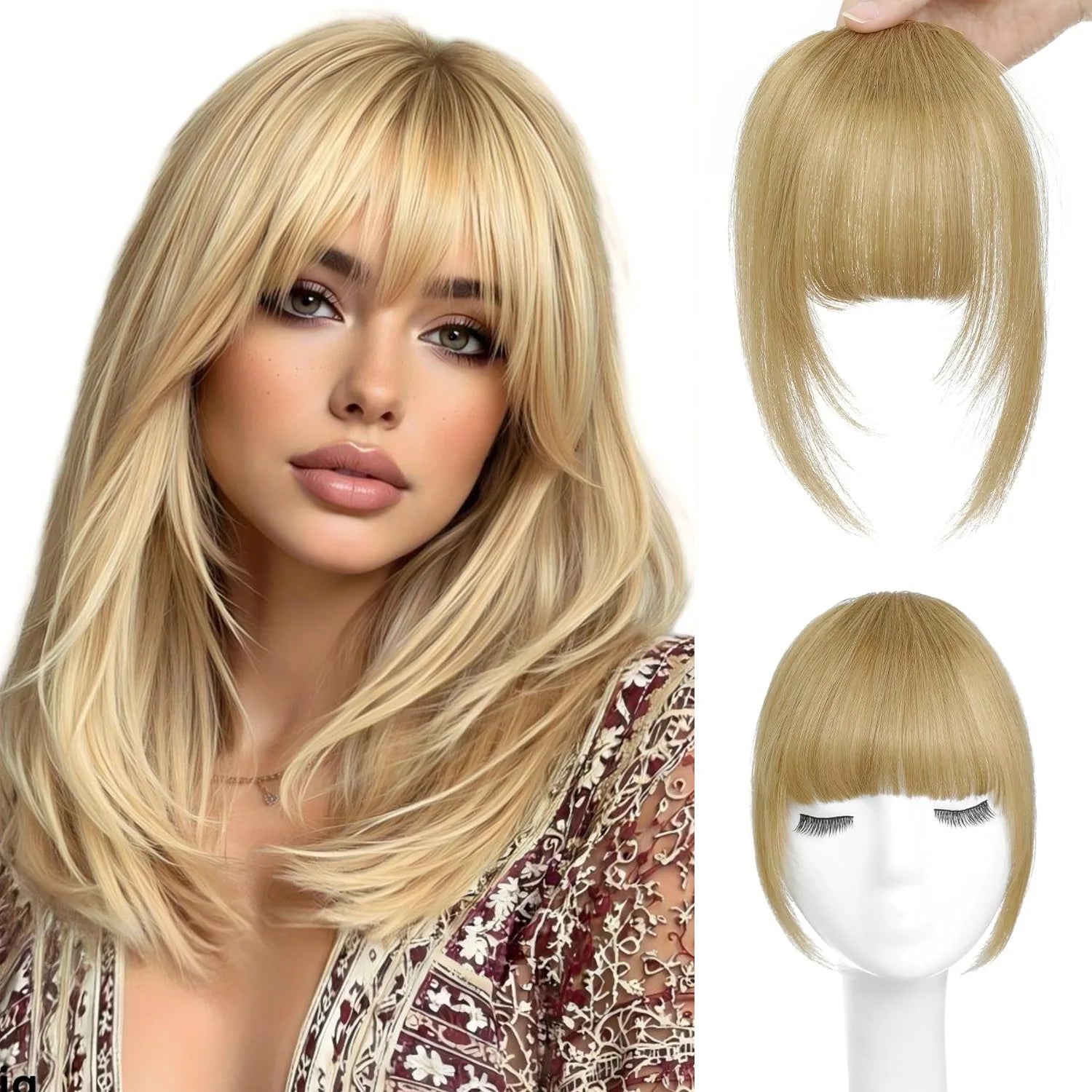 Human Hair French Clip-in Bangs | Large & Thick