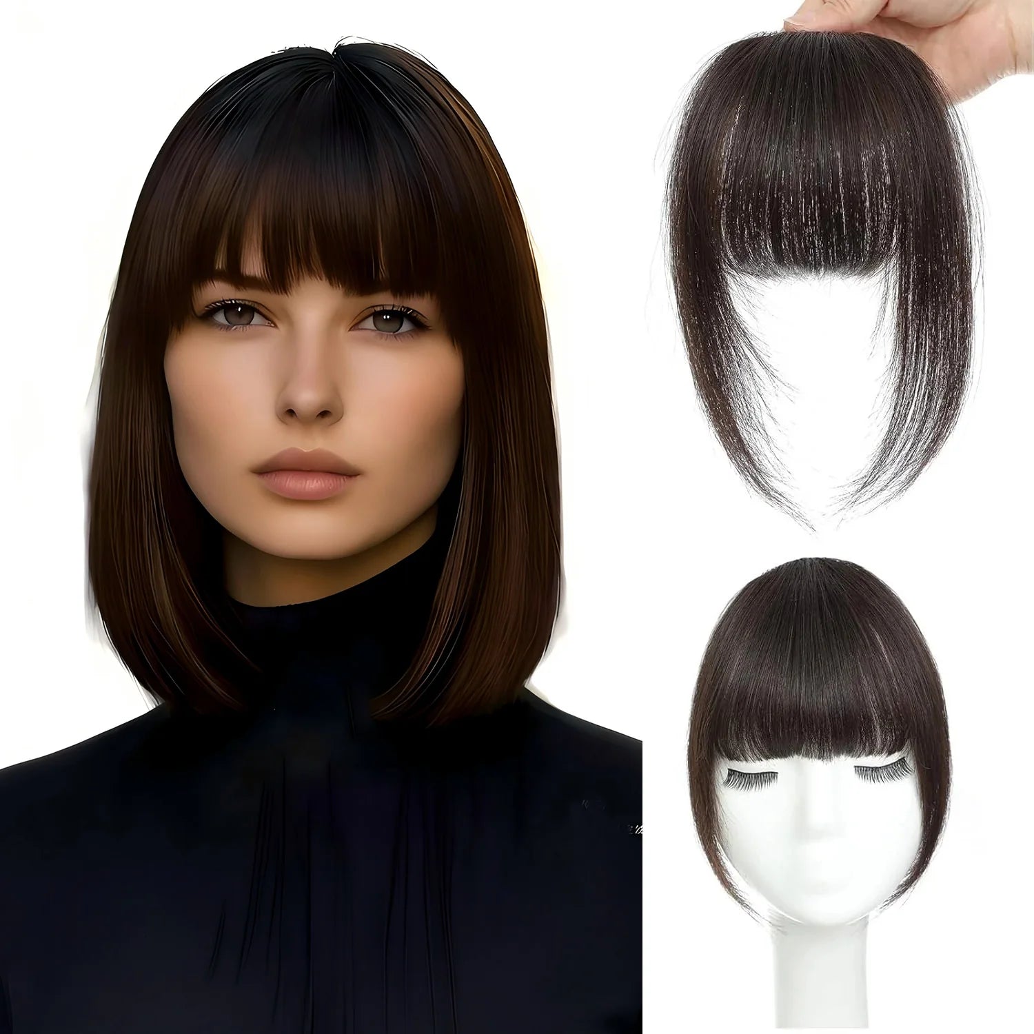 Human Hair French Clip-in Bangs | Large & Thick