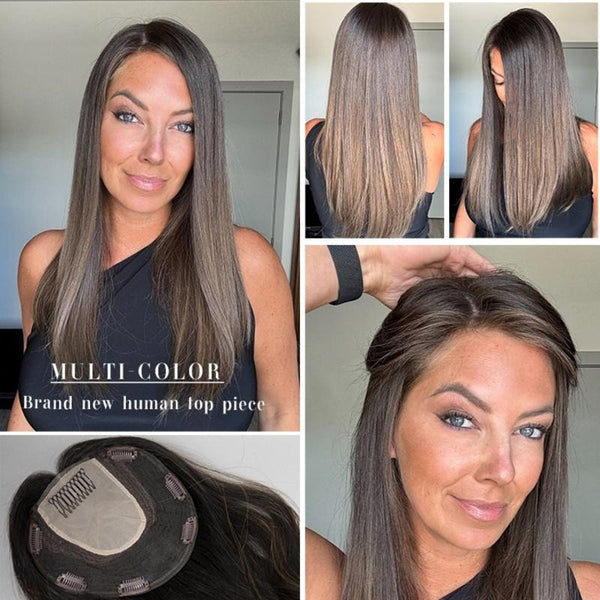 Silk-Top Human Hair Topper | Seamless Blend, Thin Hair Solution