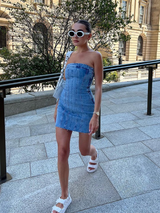 【LAST DAY SALE】Blue Denim Mini Party Dress
