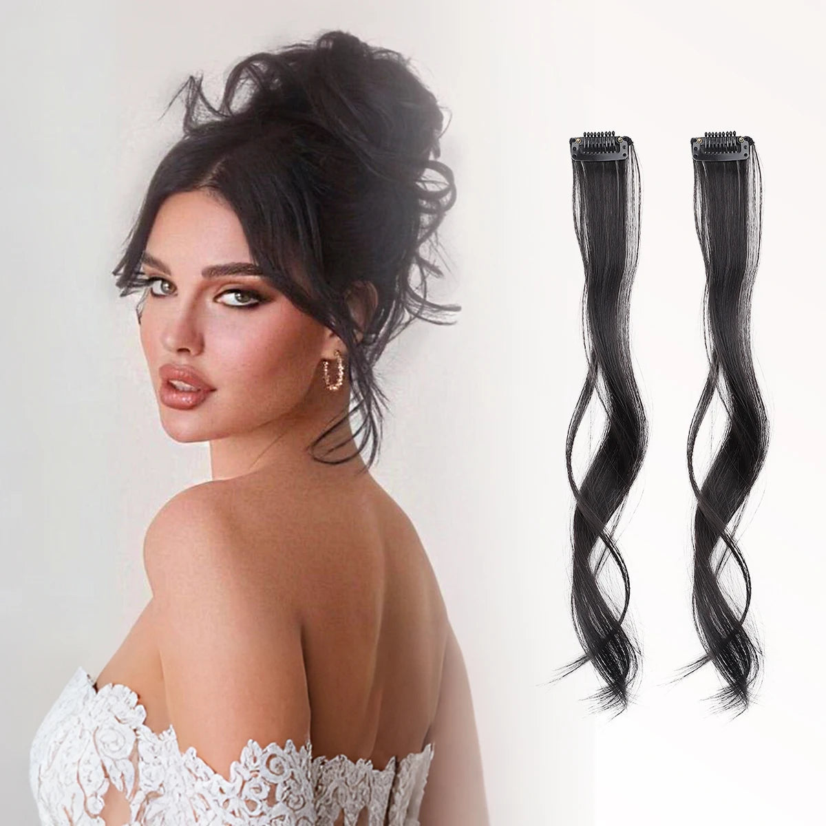 Long Side Air Bangs | Wavy Curly Clip-in Bangs