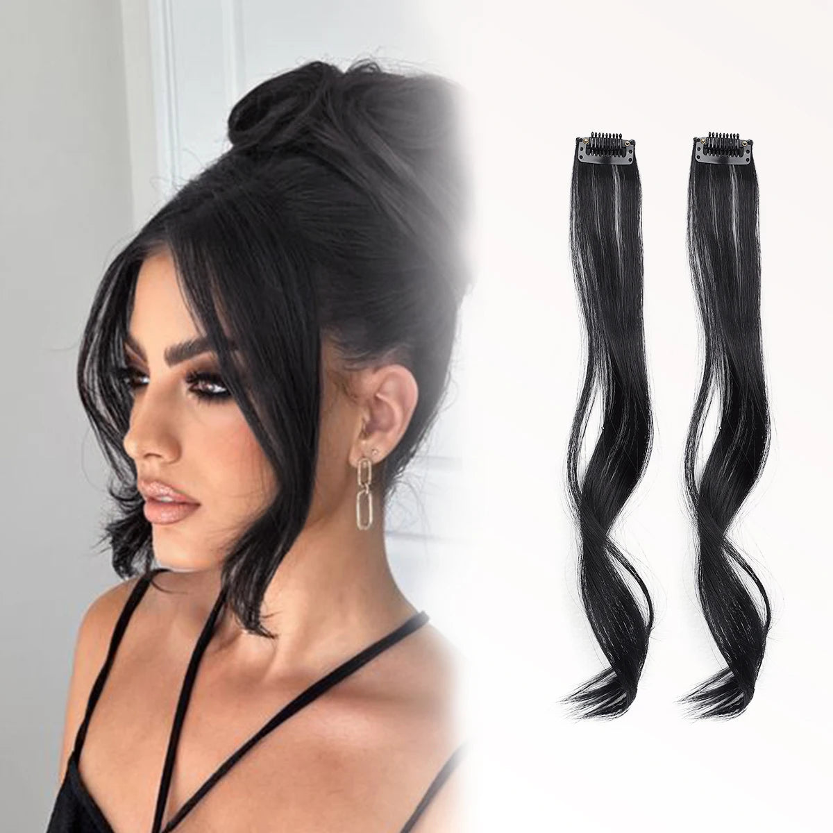 Long Side Air Bangs | Wavy Curly Clip-in Bangs