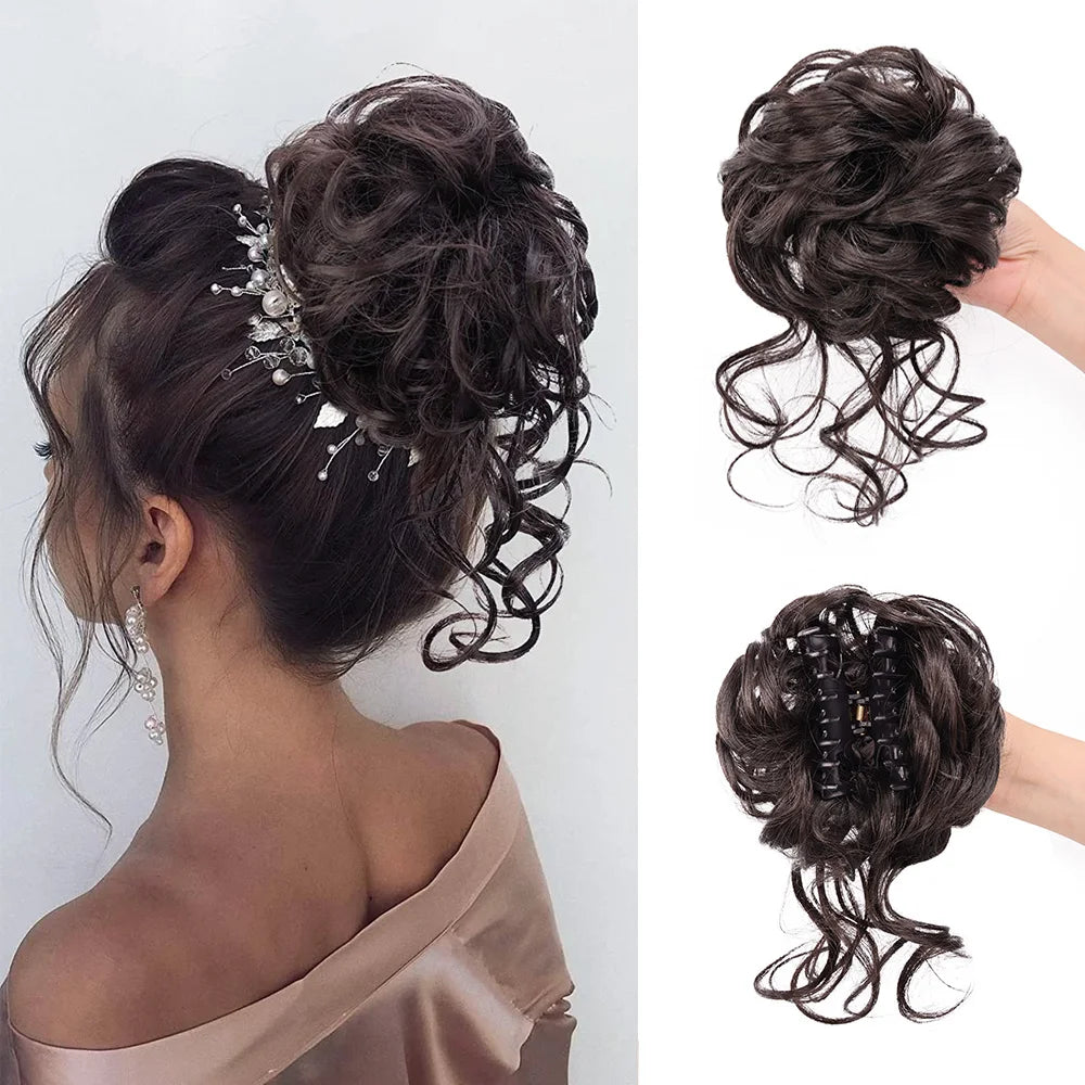 Clip-in Curly Hair Bun | Messy Bun Hair Piece