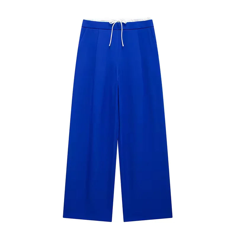 Women's High-Waisted Lace-Up Straight Pants