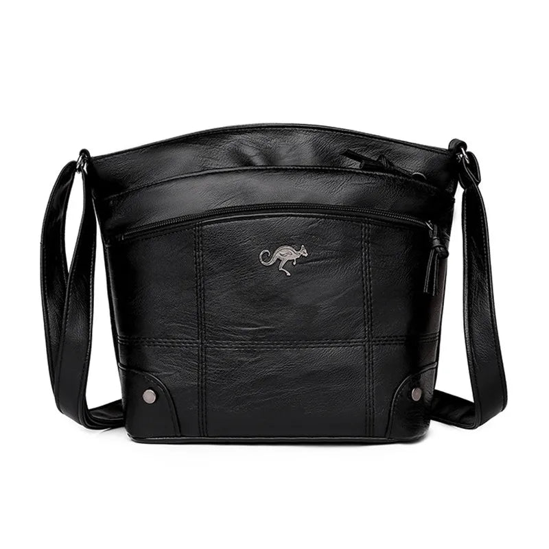 Multifunctional leather crossbody bag with large capacity