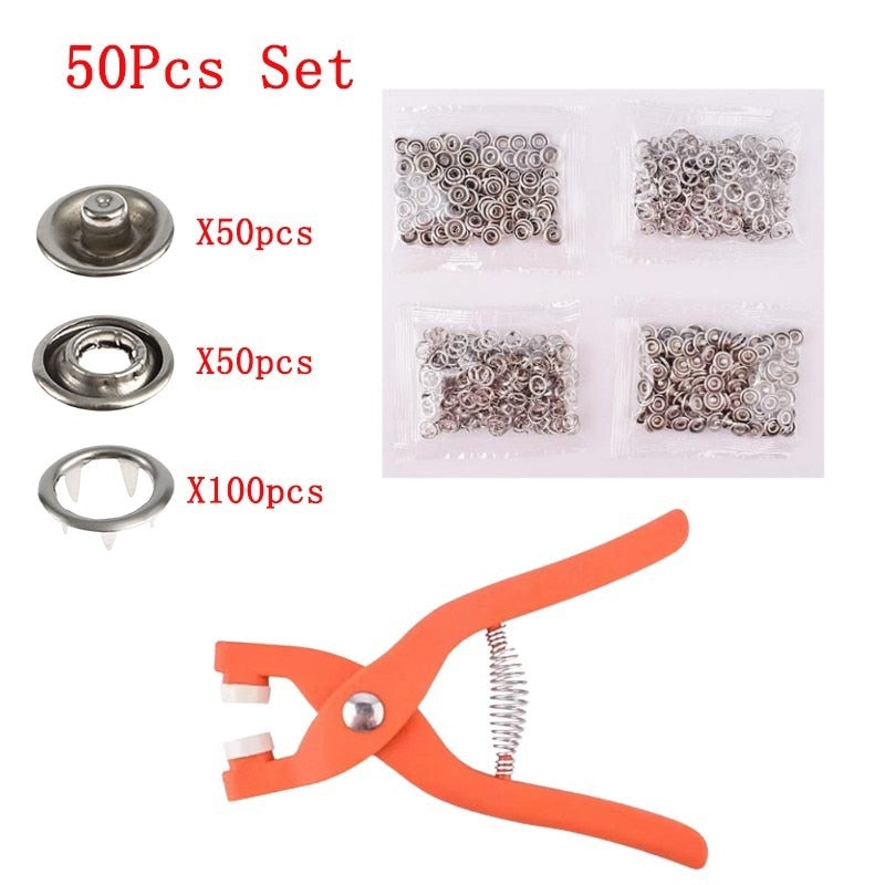 【LAST DAY SALE】Metal Snap Buttons with Fastener Pliers Tool Kit