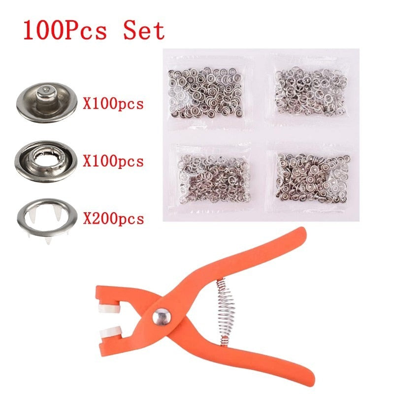 【LAST DAY SALE】Metal Snap Buttons with Fastener Pliers Tool Kit