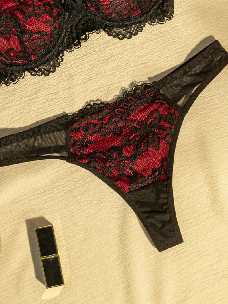 Seductive Lace Lingerie Set – Double Layer Bra & Panties