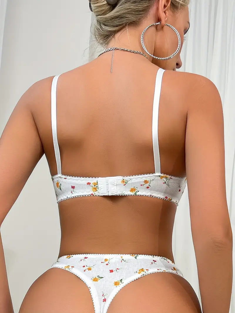 French Vintage Printed Lingerie Set