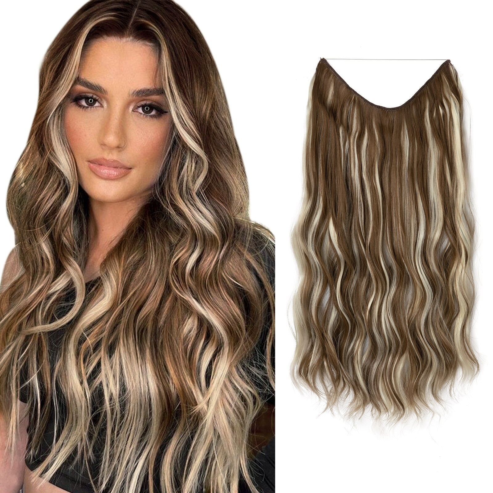 【LAST DAY SALE】Invisible Halo Hair Extensions - Strong and indestructible (Buy 1 Get 1 Free)