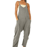 【LAST DAY SALE】Wide Leg Jumpsuit with Pockets