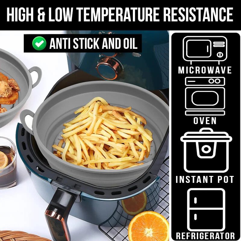 【LAST DAY SALE】Foldable Air Fryer Silicone Grill Pan